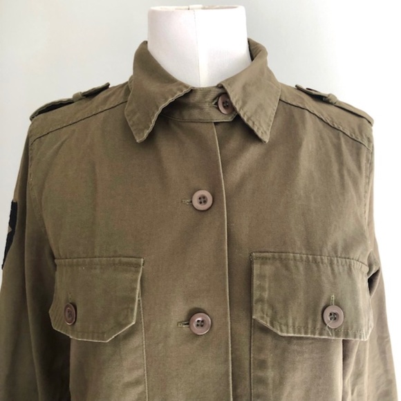 Forever 21 Army Green Shirt/Jacket Black Lace Cross Cut Out - Picture 7 of 11